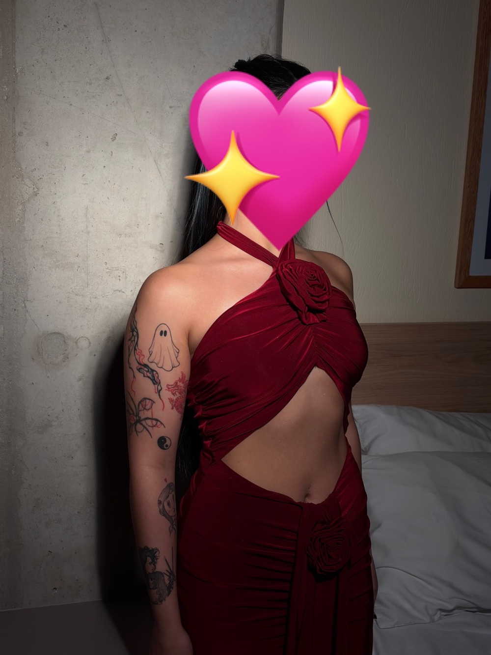 Windsor Burgundy Cutout Halter Prom Dress